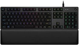 Logitech G513 Mechanical Gaming Keyboard with Palm Rest, RGB LIGHTSYNC, GX Brown Tactile Key Switches, Brushed Aluminum Case, Customizable F-Keys, USB Pass Through, QWERTY UK Layout - Carbon/Black