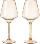 Tan Color Shatterproof Tritan Stemmed Wine Glasses, Acrylic Glasses Tritan Drinkware, Unbreakable | 2 Set | European Design BPA-free plastic, Reusable, Color All Purpose Glassware, Hand Wash 15oz