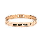 Myjewel Personalized ID Chain Links Bracelet with Free Custom Inspirational Text Engrave Name Mantra Text Minimalist Bracelet for Men (8MM Rose Gold)