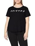 FRIENDS Women's Titles T Shirt, Black, 14/XL UK