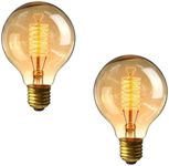 Pack of 2 Vintage G80 Edison Light Bulb 4̣0̣W, Dimmable E27 Screw Bulb, Decorative Spiral Filament Bulbs, 40W