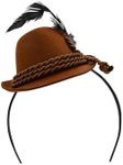 Nicky Bigs Novelties Adult Mini Oktoberfest Hat Headband Lederhosen Costume German Alpine Fascinator Hats Tyrolean Brown