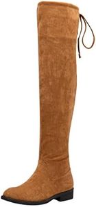 Vepose Women's 998 Camel Brown Suede Over The Knee High Boots Low Flat Heel Thigh High Boots for Women Size 6(CJY998 Camel 06)