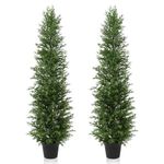 Kazeila 150cm Artificial Plants Outdoor Artificial Cypress Tree,UV Resistant Rated Fake Conifers Trees for Home Garden Front Porch Decor(2Pack)