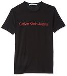 Calvin Klein Jeans Men's CORE INSTITUTIONAL Logo Slim TEE J30J322552 S/S T-Shirts, Ck Black/Salsa, XXL