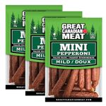 Mild Mini Pepperoni 3 Pack - Pepperettes Bundle 3 x 225g Bags by Great Canadian Meat, Meat Snacks, Bulk Pepperoni Sticks Box For Carnivores. Perfect For Snacking, Keto Friendly, Gluten Free, High In Protein