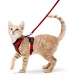 rabbitgoo Cat Harness and Leash for Walking, Escape Proof Soft Adjustable Vest Harnesses for Small Medium Cats, Easy Control Breathable Reflective Strips Jacket, XS, Red