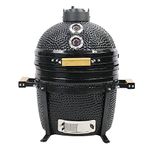 YNNI KAMADO TQ0015BL 15.7" Free Standing Kamado, Grill, BLACK, BBQ, Ceramic, Egg, Smoker, TQ0015BL