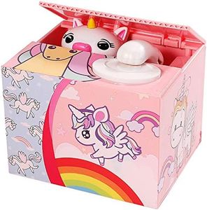 Barelove Piggy Bank for Kids, ATM Coin Cash Money Counter Saving Can, Stealing Cute Pet Electronic Smart Voice Prompt Piggy Bank Safe Locks, Great Gift for Boys & Girls (Unicorn)