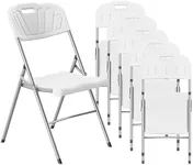 Sorfey White Folding Chair Set of 6,- 550 lbs Weight Capacity - Comfy Ergonomic Plastic Folding Chairs for Outside, Wedding, Indoor/Outdoor Party Chairs, Folding Event Chairs - Stackable, Foldable