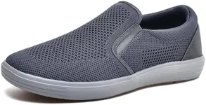 TIOSEBON Men's Comfortable Slip on Walking Shoes Memory Foam Arch Support Slip Resistant Work Drving Tennis Sneaker Deep Gray 8.5 US