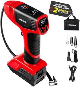 Bullseye Pro Tire Inflator Portable Air Compressor, Car Tire Inflator Portable, Portable Air Pump for Car Tires - 150PSI, 12V DC 1500 mAhs with Tire Pressure Gauge, Rechargeable As Seen On TV (Red)