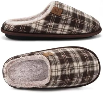 COFACE Womens Mens Cozy Memory Foam Fuzzy Slippers Slip On Warm House Shoes Indoor/Outdoor with Arch Support Brown Khaki
