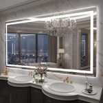 SHUAFA LED Mirror for Bathroom, 77x36 Inch Backlit + Front Lighted Bathroom Vanity Mirror with Lights for Wall, Double Light Strips, 3 Colors, Shatter-Proof, Anti-Fog and Brightness Memory