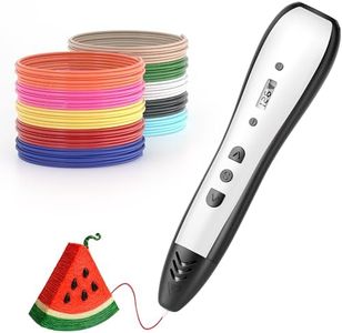 3D Pen,3D Printing Pen with 10 Color PLA Filaments(1.75mm),3D Drawing Pen with LED Display＆6 Speed Mode, Stencil Book, Charger, Christmas Art＆Creative Crafts Gift