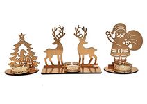 Pride Store Wooden, Paper, Metal, Candle Wax Shadow Tealight Candle Holder For Home Decor, Candle Diya, Christmas, Festival Decoration 3.5 Hour Burning Time Deer Tree Santa Tealight Candle Pack Of 3