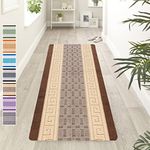 renoazul® Anti Slip Hallway Carpet Runner Rug, 60 x 220 cm Non-Slip Gel Back Door Runners Rug, Washable Long Enterway Anti Slip Rugs for Living Room and Hallway (Gel Back Nada Rug - Beige Brown)