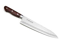 Yoshihiro VG10 16 Layers Hammered Damascus Gyuto Japanese Chefs Knife 8.25 in (Western style Mahogany Handle)