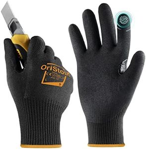toolant Level 6 Cut Resistant Work Gloves, Touchscreen, Sandy Nitrile Coated Firm Grip, for Warehouse, Carving, Gardening, Construction, Fishing (1 Pair, Medium)