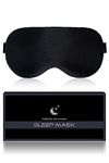 Aosun Silk Sleep Mask, Eye Mask, 22Momme 100 Percent Pure Mulberry Silk Blackout Anti-Allergy Natural Silk Eye Mask with Adjustable Headband, Suitable for Men and Women (Black)