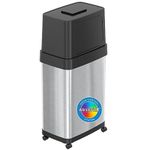 iTouchless 18 Gallon Rectangular Dual Push Door Stainless Steel Trash Can with Wheels and AbsorbX Odor Control System, 18 Gal