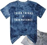 YITAN Women Cute Graphic Tees Tie Dye T-Shirts Navy Blue Small