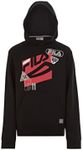 Fila Heritage Unisex Boys and Girls Kids Hooded Brushed Fleece Sweatshirt With Hood Kids Clothes, Black Spray Paint, Small