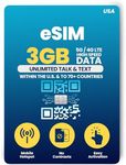 H2O Wireless 120-Day USA eSIM, Prepaid eSIM Card with 3GB High-Speed 4G LTE/5G Data & 2GB Mobile Hotspot, Unlimited Data, Talk & Text to 70+ Countries, US Mobile SIM Card for Cell Phones