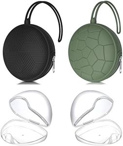 Smlpuame 4 Pack Pacifier Holder Case Set,2 Silicone Portable Pacifier Cover Pouch Bag for Diaper Bags Baby Carriage with 2 Transparent Pacifier Storage Container Box,Easy to Clean,(Green+Black)