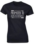 Hippowarehouse Promoted to Grandma Womens Fitted Short Sleeve t-Shirt (Specific Size Guide in Description) Black