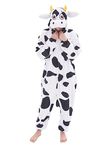 NEWCOSPLAY Animal Onesie Adult Pajamas Plush One Piece Cosplay Animal Costume Sleepwear (Cow, XX-Large)