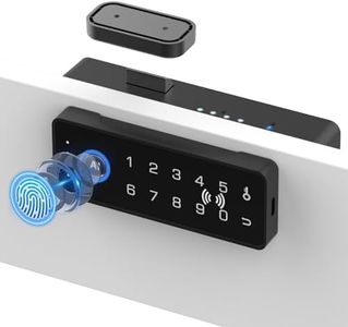Bestkid Childproof Smart Cabinet Lock with Fingerprint and Passcode, Liquor File Cupboard Drawer Lock RFID NFC APP Control No Drilling Black Horizontal