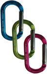 ProClimb Oval Straight Gate Non-Locking Aluminum Carabiner 4 kN - Multi Colors (Pack of 3)