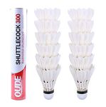 OUDE 12-Pack White Goose Feather Badminton Shuttlecocks with High Stability and Durability,High Speed Badminton Birdies Balls Model 300