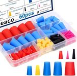 smseace 60Pcs Rubber Plugs 8-Sizes Silicone Rubber Tapered Plug Kit 1/16 Inch to 5/8 Inch High Temp Silicone Rubber Plug for Coating, Hole Plugs, Painting Protection Silicone Rubber Stopper Plug