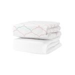 Newton Baby Organic Fitted Crib Sheets (2-Pack) - 100% Breathable and Ultra-Soft, 100% Organic Muslin Cotton, Dreamweaver Print in Blush Coral + Solid White, Fits All Standard Cribs