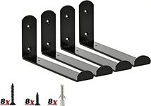 Regalatic Black Shelf Brackets, 4 Pcs Heavy Duty Iron Shelf Bracket - 9 Inch, 225mm x 40mm, Supports 88 lbs per Pair, Ideal for Scaffold Board, Includes Wall Screws and Plugs