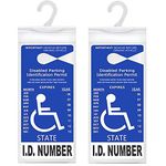 Handicap Placard Holder- 10.6" x 5", Ultra Transparent Disabled Parking Placard Protector Hanger Sleeve - Pack of 2, with Plastic Large Hanger