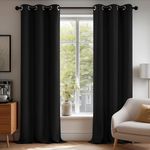Deconovo Room Darkening Thermal Insulated Blackout Curtains 84 Inches Long for Bedroom, Black, 2 Panels Set, 42 Inch Wide