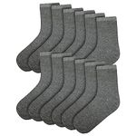 A2Z 4 Kids Boys Girls Back to School Cotton Rich Plain Ankle - Socks 970 6 Pack Grey 6-9 (12.5-3.5)