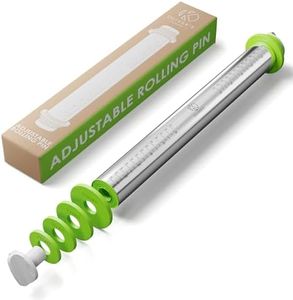 Oliver's Kitchen's ® Rolling Pin - The Quintessential Baking Tool Equipped with Four Adjustable Rings for Perfect Thickness - Non-Stick and Quick Clean-up - Ideal for Novices to Pastry Pros