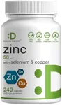 Deal Supplement Zinc 50mg with Selenium + Copper, 240 Capsules, 8 Month Supply, 3 in 1 Mineral Formula, Zinc Picolinate Complex Supplement, Supports Healthy Immune System for Adults and Kids