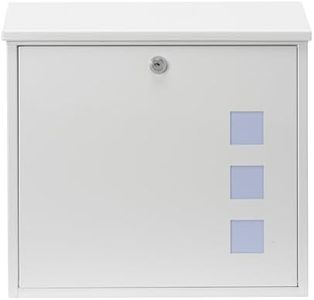 Burg-Wachter MB08 Aire Wall Mounted Galvanised Steel Lockable Weatherproof Post Box - White - 37x36x11cm