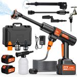 TOPALL Cordless Pressure Washer Max 45 Bar/652PSI,Portable Pressure Washer Battery Powered with 2 * 4Ah Batteries,8.5M Hose,6-in-1 Nozzle,Portable Cordless Jet Wash for Car,Floor,Garden Cleaning