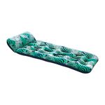 Aqua Contour Cooling Pool Float Lounge – 18-Pocket, Inflatable Pool Floats for Adults – Teal Ferns