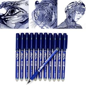 VANANA 12Pcs 0.5mm Erasable Pen Blue Gel Ink Roller Ball Pens Set Office Home Stationery Party Gift