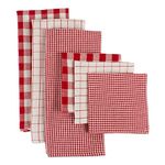 DII CAMZ10660 Cotton Woven Heavyweight Absorbent Washing Drying Kitchen Everyday Cooking and Baking, Dishtowel 18X28 & Dishcloth 13X13, Holiday Checks 6 Pack