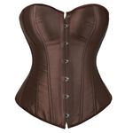 Women Bustier Corset Top Shapewear Sexy Lingerie Sets Satin Waist Plus Size Gothic Push Up Cincher Overbust (A-Brown, S)