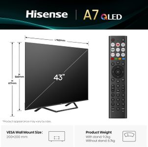Hisense 43" QLED 4K Smart TV – Ultra HD HDR Display
