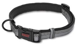 HALTI Collar, Size Medium, Black, Best Comfy Dog Collar, Premium Puppy Collar, Nylon, Neoprene-Padded, Reflective, Easy to Fit & Use, For Small, Medium & Large Dogs